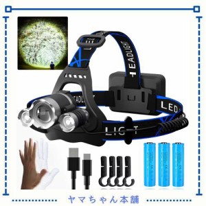 【長航続 多機能 ledライト】ヘッドライト 4種類USB充電式 ヘッドランプ 大容量 超高輝度 850000ルーメン 明るい 最強 電池式 センサー機