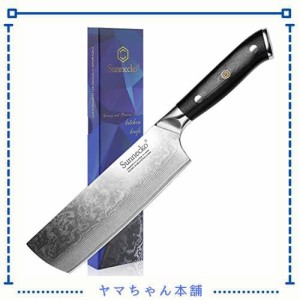 Sunnecko 菜切り包丁 ダマスカス包丁 180mm 73層 VG-10 野菜包丁 包丁 ステンレス 両利き 肉切り よく切れる 錆びにくい (菜切り包丁180m