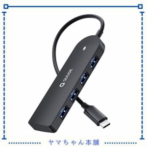 QUUGE USB-Cハブ 4ポート USB3.0 スリム型 5Gbps高速転送 USB-Aポート USB3.0増設 4口 USBハブ Type-C LED付き 4-IN-1 USB C ハブ to USB