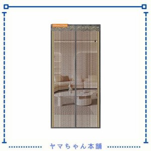 YOUSHY 玄関 網戸マグネット（グレー 100×210cm）ドア用網戸 簡易網戸カーテン 換気/防虫/静音/自動停止