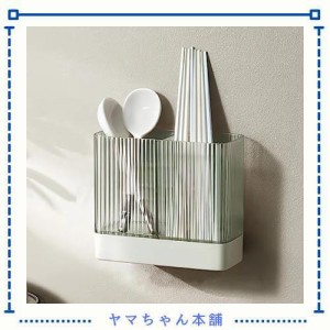 箸立て 食器収納 ダブル 箸水切り 箸 フォーク 水切り カトラリー スタンド シンプル キッチン用品（グリーン）