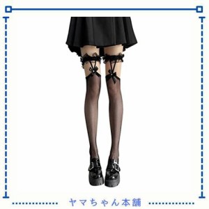 [§Ｅ∞Ｅ‐ｆｌｏｒａｌ] E-floral ニーハイ 網 タイツ ストッキング ロリータ 可愛いセクシー レディース 黒 1足組