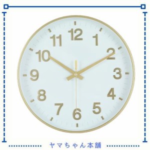 Lihchf 掛け時計 電波時計 静音 連続秒針 立体文字 おしゃれ DΦ30x3cm 壁掛け 北欧 wall clock(ゴールド)