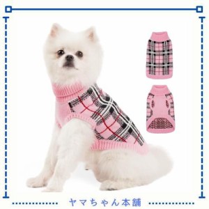 ThinkPet 小型犬用セーター - 犬用クリスマスセーター 小型犬用 女の子 男の子用 - 犬用服 ニット 暖かい 柔らかい 寒い季節用 (千鳥格子