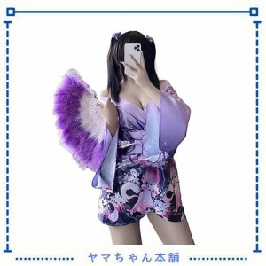 [LIKENNY] 浴衣 3点セット コスプレ セクシー 花魁 着物 和装 大和撫子 パジャマ 女性 花柄 和風 和装 ランジェリー 人気 cosplay (F)