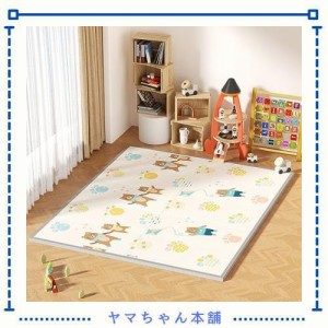 GruFini プレイマット 赤ちゃん 折りたたみ 200×150×1cm 厚手 安全検査済み ベビーマット 防水 防音 ベビープレイマット 滑り止め おし