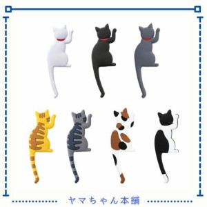 WOVTE マグネットフック 猫しっぽ フック 7匹セット 3Dねこ 飾りマグネットフック 強力磁石 可愛い猫 猫グッズ 部屋 壁飾り 玄関 ドア 小