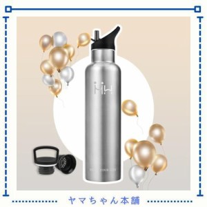 Grsta 水筒 1リットル 水筒 ストロー 水筒 1000ml 直飲み 炭酸 ボトル 1l 水筒 スポーツドリンク対応 2つのふた 保温 保冷 水筒 大容量 