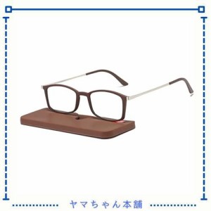 [REAVEE] 超薄型レンズ 老眼鏡 携帯用 ケース付け コンパクト ポケットに収納 軽量 男女兼用 おしゃれ 度数 「+2.5」ブラウン