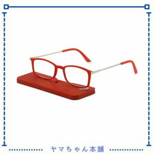 [REAVEE] 超薄型レンズ 老眼鏡 携帯用 ケース付け コンパクト ポケットに収納 軽量 男女兼用 おしゃれ 度数 「+1.5」レッド