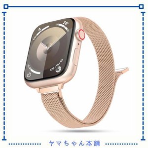 ORRLBB コンパチブル Apple Watch バンド 41mm 40mm 38mm 49mm 45mm 44mm 42mm ステンレス製 女性対応 交換用バンド 軽量 強力な磁気クラ