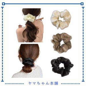 ヘアゴム ヘアアクセサリー ビッグ シュシュ 大きめ 無地 光沢あり 髪留め レディース 大人 キッズ ロングヘア ヘアバンド 輪ゴム ミディ