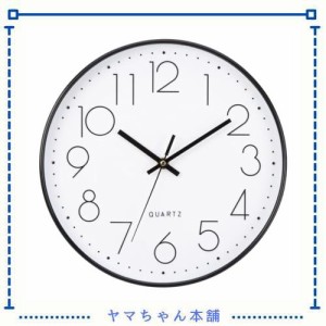 掛け時計 電波 静音 壁掛け時計 北欧 おしゃれ 時計 壁掛け 見やすい 30cm アナログ 夜間秒針停止 シンプル (ブラック)