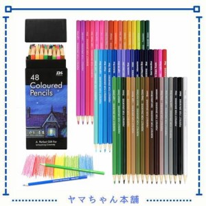 Roleness 色鉛筆 48色 油性色鉛筆 子供と大人の塗り絵 色鉛筆セット 初心者とプロ色鉛筆 柔らかい芯 プレゼント 缶入り 収納ケース