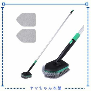 Eyliden 浴室掃除用ブラシ デッキブラシ 交換可能なブラシ 2種類のヘッド お掃除ブラシ お風呂掃除 清掃用品 浴室掃除用デッキブラシ タ