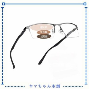 [Soarea] 遠近両用 老眼鏡 メンズ おしゃれ 累進多焦点メガネ ブルーライトカット 累進軽い メガネ遠近 両用 老眼鏡… (度数+3.0, ブラッ