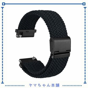 [WOCCI] 24mm 時計バンド ナイロン 時計ベルト 無段階調整 スマートウォッチ交換用バンド ブラック