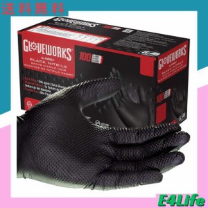 [Gloveworks] HD ニトリル手袋 ダイヤモンドテクスチャー グリップ付き1箱100枚入り または 1000個入りケース 超強力な6mil/0.15mm厚 ラ