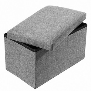 Actnow 収納スツール 収納ボックス 座椅子 リビングチェア 足置き 玄関 簡易 家具 小物 インテリア (グレー, 40*25*25cm)
