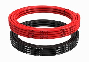 14線14AWGシリコンケーブル線[3m黒と3m赤] - 柔軟で柔軟な400ストランド0.08mm錫メッキ線高温抵抗