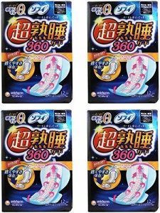 【まとめ買い】ソフィ 超熟睡ガード 360 12枚(くるっとテープつき)〔生理用ナプキン 夜用〕【×4個】