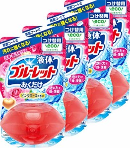 【まとめ買い】液体ブルーレットおくだけ トイレタンク芳香洗浄剤 ピンクローズの香り 詰め替え用 70ml×4個