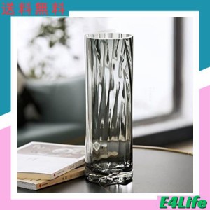花瓶 ガラス 透明 グレー 30cm 花器 フラワーベース シリンダー 円柱 ガラスベース ガラスボトル アレンジ インテリア 水栽培 生け花 造