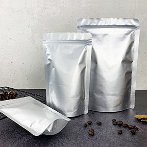 30枚 自立 ジップ付き アルミ箔 アルミ袋 コーヒー豆 保存 冷凍 小分け袋 真空パック 食品 遮光 防臭 ジッパーバッグ (18x26cm)