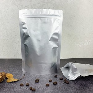 30枚入 アルミ袋 チャック付き コーヒー豆 保存 小分け 袋 真空パック 食品 遮光 防臭 ジッパーバッグ (15x22cm)