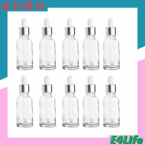 Frcolor 10個 エッセンシャルオイルボトル 精油 ドロッパーボトル 透明 小分け用ボトル 30ml スポイトキャップ ガラス製 液体保存容器 携