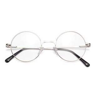 [Soarea] おしゃれ老眼鏡 メンズ レディース 丸メガネ ブルーライトカット かわいい 老眼鏡 (シルバー, 3.50)