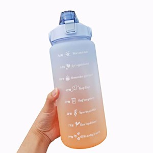 MYEEDA 2リットル水筒 メモリ付き 2l 水筒 2リットル bpaフリー ボトル 水筒に 水 2リットル 水？ 水筒 直飲み おしゃれ モチベーション