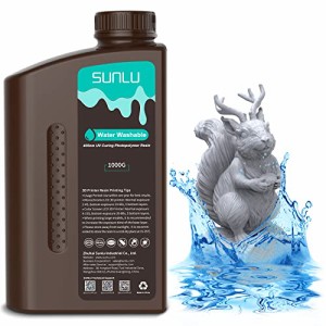 SUNLU水洗いレジン、1kg高速硬化3D プリンター レジン光造形、395〜405nm UV固化レジン、造形材料3Dプリンタ用液状素材、使いやすい、低