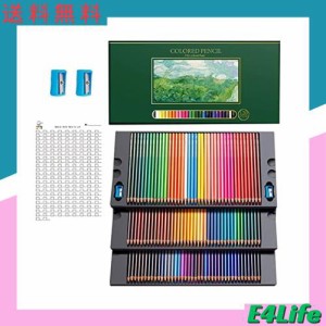 TONGJIN120本のプロ用色鉛筆、高級芸術家のソフトコアの色鉛筆セット。鉛筆削りナイフ2本、デッサン、陰影、着色用の空白の色見本カード1