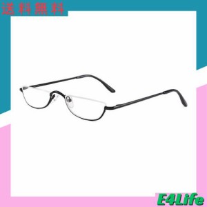 [REAVEE] 老眼鏡 ハーフフレーム 半月型 メタル 薄型 軽量 男女兼用 おしゃれ ケース付き 度数 「+2.5」 ブラック