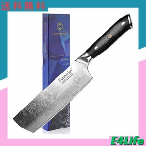 Sunnecko 菜切り包丁 ダマスカス包丁 180mm 73層 VG-10 野菜包丁 包丁 ステンレス 両利き 肉切り よく切れる 錆びにくい (菜切り包丁180m