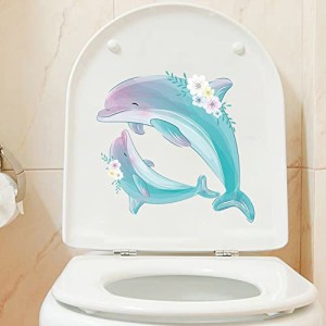 Mestiker 便器シール 植物 花 蝶 魚 イルカ 動物 可愛い 便器 ウォールステッカー 壁紙シール おしゃれアート可愛いシール 浴室トイレシ