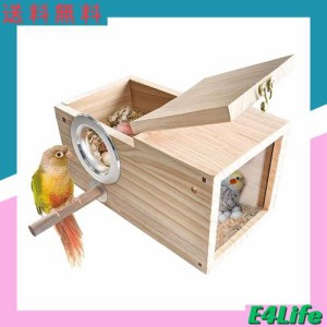 鳥の巣箱 インコ鳥の繁殖巣箱 木製アクリル透明鳥小屋 小さな巣付き 小型オウム コニュアラブバード フィンチ (Medium)