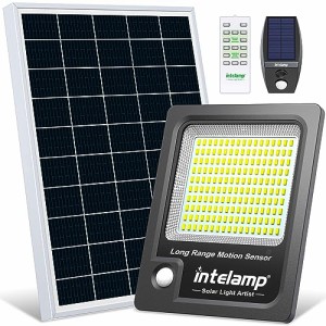 intelamp ソーラーライト センサーライト 屋外 人感センサー LEDライト 12000mAh大容量電池 170LED 光束最大2000ルーメン 強力 高感度人
