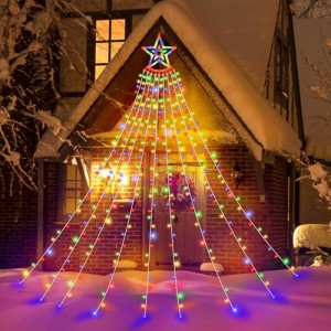 LED イルミネーションライト 屋外 防水 ストリングライト 9本*3.5M 350球 クリスマス飾りライト ドレープライト 星モチーフ クリスマスツ