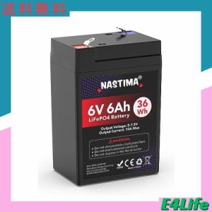 Nastima 6V 6Ah リン酸鉄リチウムイオンバッテリー 充電式 LiFePO4リチウム電池 2000+サイクル BMS搭載 過充電・過放電・短絡・発熱防止 