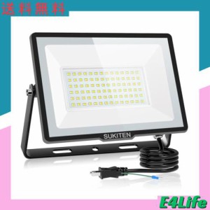 SUKITEN LED投光器 投光器 led 作業灯 屋外 100W 防水 100v 極薄型 15000LM 高輝度 昼光色 6500K 120°広角 IP66 省エネ 投光器ledライト