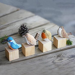 SKRYARD 北欧 雑貨 置き物 手作り木製彫刻 駒鳥 キクイタダキ ミソサザイ カワセミ 家の装飾 庭の装飾 木製 ホビー 鳥の彫刻 誕生日 結婚