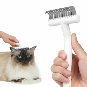 aumuca(アウムカ)２IN 1 抜け毛・毛玉取りブラシ 「ヘアボール (毛球症) 予防」 長毛猫ブラシ 、プロ毛玉取りと予防ブラシ 、片面アンダ