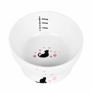 Pknoclan 脚付フードボウル 猫食器陶器 食べやすい猫えさ皿 猫柄ペットボウル 、吐き戻し防止 洗いやすい、小型犬にも (ウォーターボウル