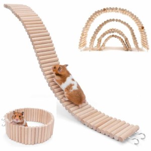 MUYYIKA ハムスター はしご 階段 ステップ フェンス 天然木製 自由に曲げる モルモット ハリネズミ 小動物おもちゃ ケージ飾り ウッドブ
