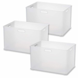 サンカ 収納ボックス 取っ手付き インボックス (クリア, Large, 縦置きカラーボックス対応【3個組】)
