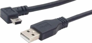 オーディオファン miniUSBケーブル USB2.0 L字 miniUSB (オス) -ストレート USB-A (オス) miniB L字型C USBケーブル ブラック 約3.0m