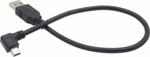 オーディオファン miniUSB Bタイプ ケーブル L字型 D 短い 約25cm ブラック