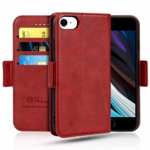 PS-Phone case ケース 手帳型 財布型 (iPhone6/6s/7/8/SE 2020, レッド&ブラック)